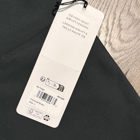 NWT Alo Yoga Airlift 7/8 High Waist Leggings Charcoal Green Size L - Picture 2 of 3